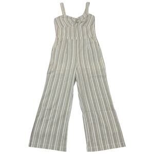 Heartloom Lyla Jumpsuit Sweetheart Neckline Vertical Stripes Tan Cream Boho XS